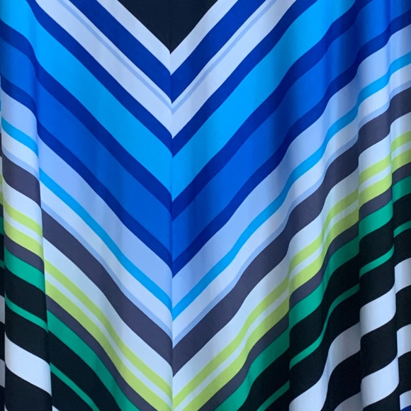 Soulmates Mid-Length Skirt. Sz Small. Stripped Blue Green Black White. - Picture 2 of 4